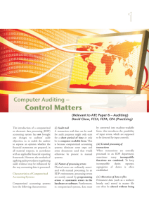 Computer Auditing – Control Matters