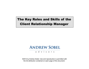 The Key Roles and Skills of the Client Relationship