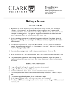 Writing a Resume - Clark University