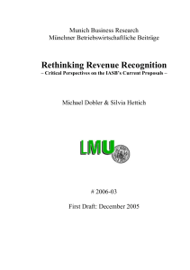 Rethinking Revenue Recognition - Fakultät für Betriebswirtschaft