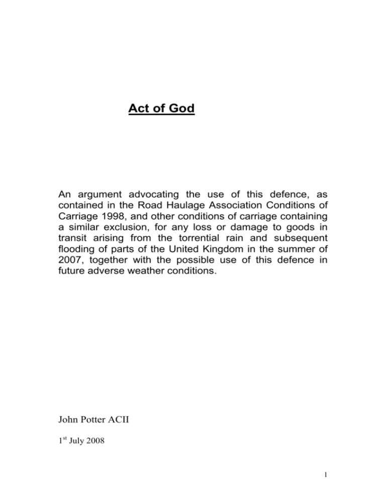 act of god assignment