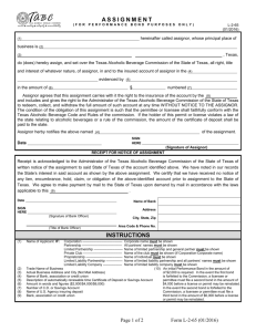 Assignment for Performance Bond Purposes