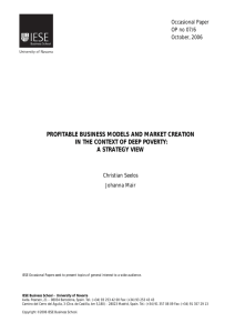 profitable business models and market creation in the context of