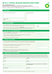 bp plc postal dealing instruction form