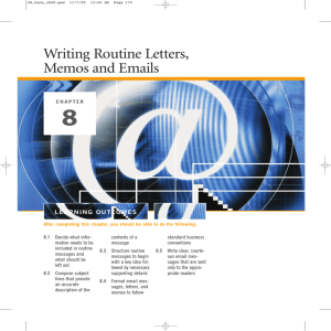 Writing Routine Letters, Memos and Emails