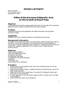Sample Lab Report Effect of the Hormone Gibberellic Acid on the