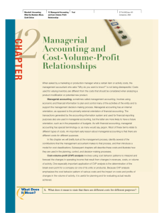 Managerial Accounting and Cost-Volume