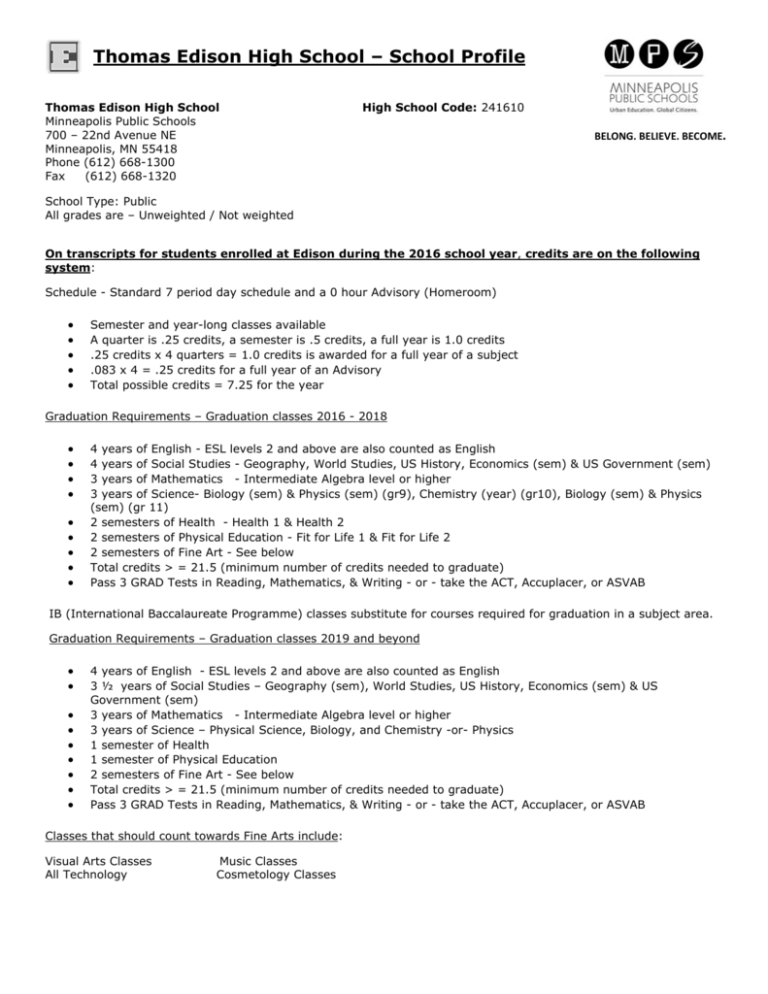 Thomas Edison High School School Profile