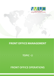 Topic 2 Front Office Operations