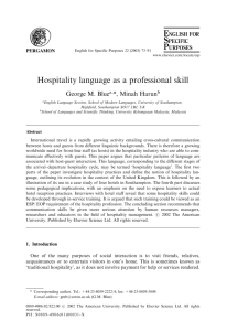 Hospitality language as a professional skill