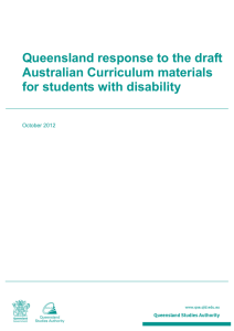 Queensland's response to the draft Australian Curriculum materials