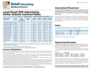 Local Retail ROP Advertising Dollar Volume Contract Rates
