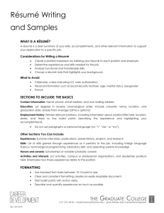 Résumé Writing and Samples - The Graduate College at the