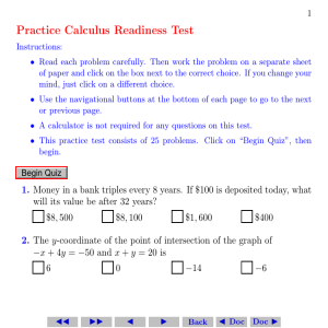 Practice Calculus Readiness Test