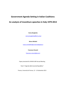 Government Agenda-‐Setting in Italian Coalitions