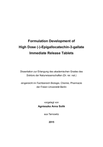 Epigallocatechin-3-gallate Immediate Release Tablets