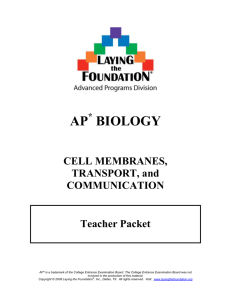 Cell Membranes, Transport and Communication