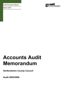 Accounts Audit Memorandum - Hertfordshire County Council