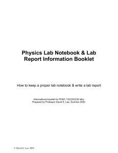 Physics Lab Notebook & Lab Report Information Booklet
