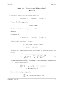 Quiz 1(1): Experimental Physics Lab-I Solution