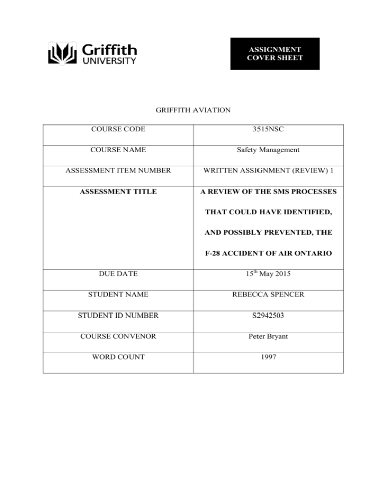 griffith college assignment cover sheet
