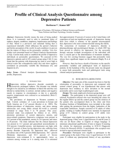 Profile of Clinical Analysis Questionnaire among Depressive Patients