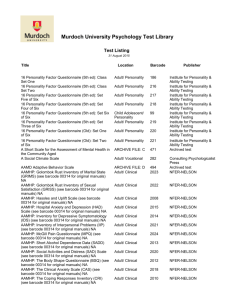 Murdoch University Psychology Test Library