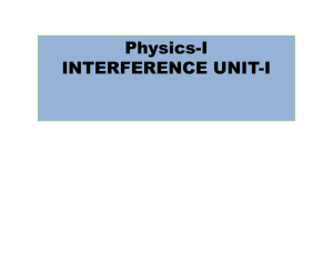 Physics I-I INTERFERENCE UNIT-I