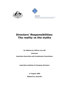 Directors' Responsibilities: The reality vs the myths