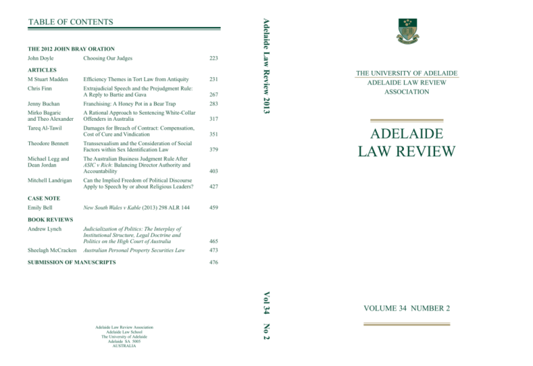 Law Review L University Of Adelaide