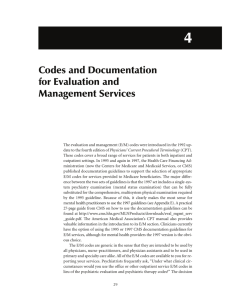 Codes and Documentation for Evaluation and Management Services