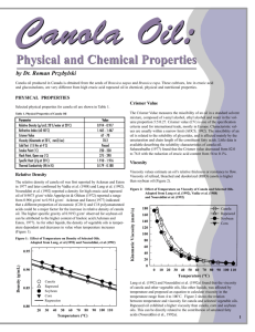 Physical And Chemical Properties - Canola