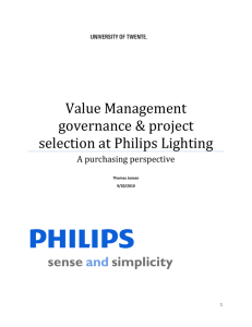 Value Management governance & project selection at Philips Lighting