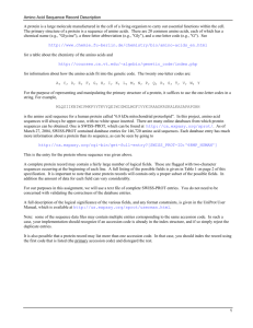 Amino Acid Sequence Record Description 1 A protein is a large