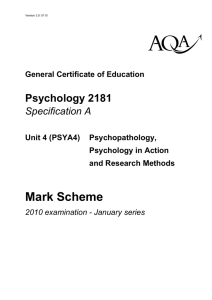 Unit 4 - Psychopathology, Psychology in Action