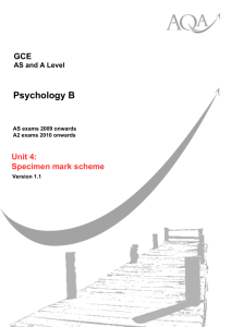 GCE Psychology B Unit 4 Specimen Mark Scheme