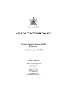 ABC BENEFITS CORPORATION ACT