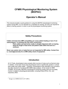 CFMRI Physiological Monitoring System (BIOPAC) Operator's Manual