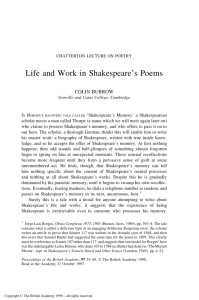Life and Work in Shakespeare's Poems