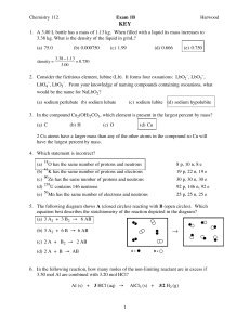Exam 1B - Key - UIC Department of Chemistry