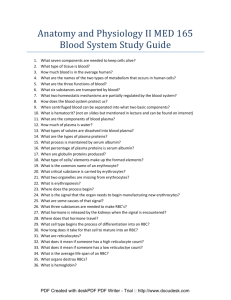Anatomy and Physiology II MED 165 Blood System Study Guide