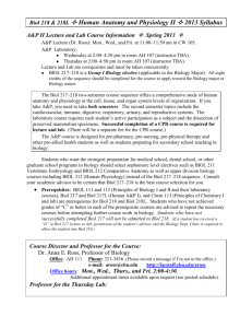 Biol 218 Anatomy and Physiology II Lab Syllabus