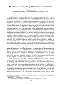 Marshall vs. Walras on Equilibrium and Disequilibrium