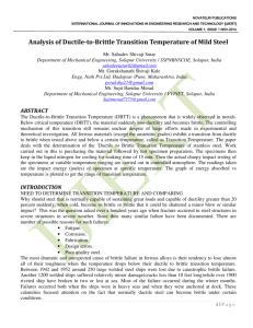 Analysis of Ductile-to-Brittle Transition Temperature of Mild Steel