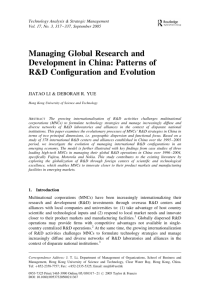 Managing Global Research and Development in China: Patterns of