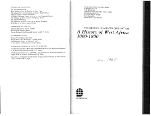 A History of West Africa - UNC African Studies Center