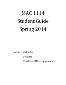 MAC 1114 Student Guide Spring 2014