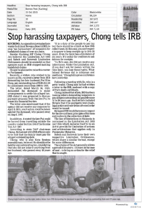 Stop harassing taxpayers, Chong tells IRB