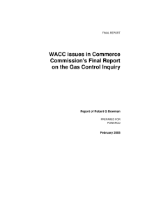 WACC issues in Commerce Commission's Final Report