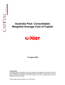 Australia Post: Consolidated Weighted Average Cost of Capital